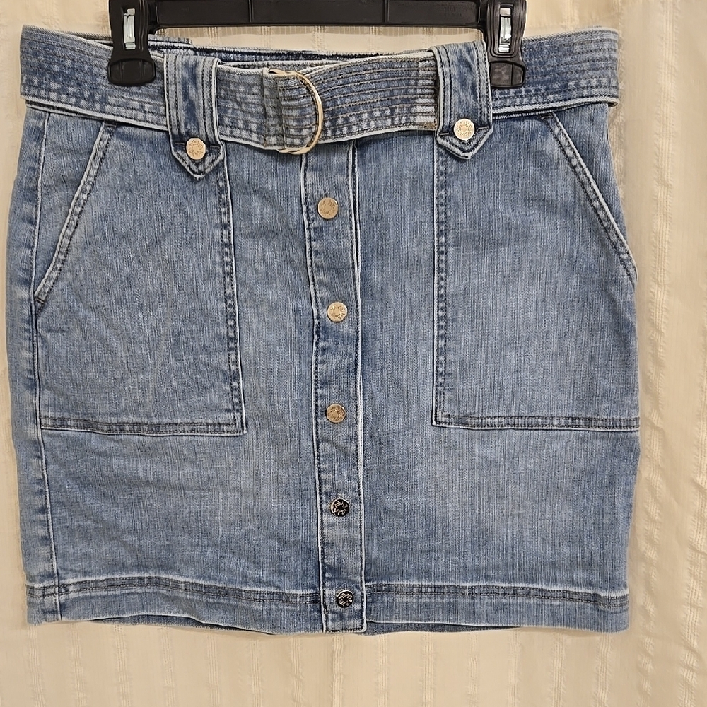 Denim Button-Front Skirt